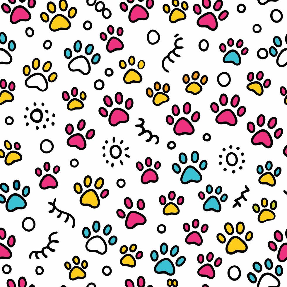 seamless pattern with paw prints and vector