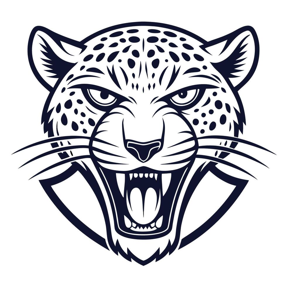 a jaguar head with it,s mouth open vector
