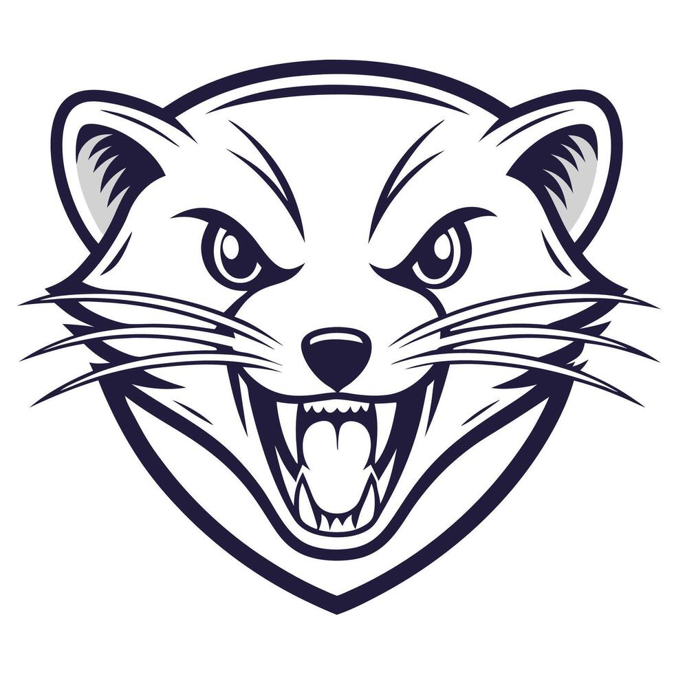 an angry ferret head in a shield vector