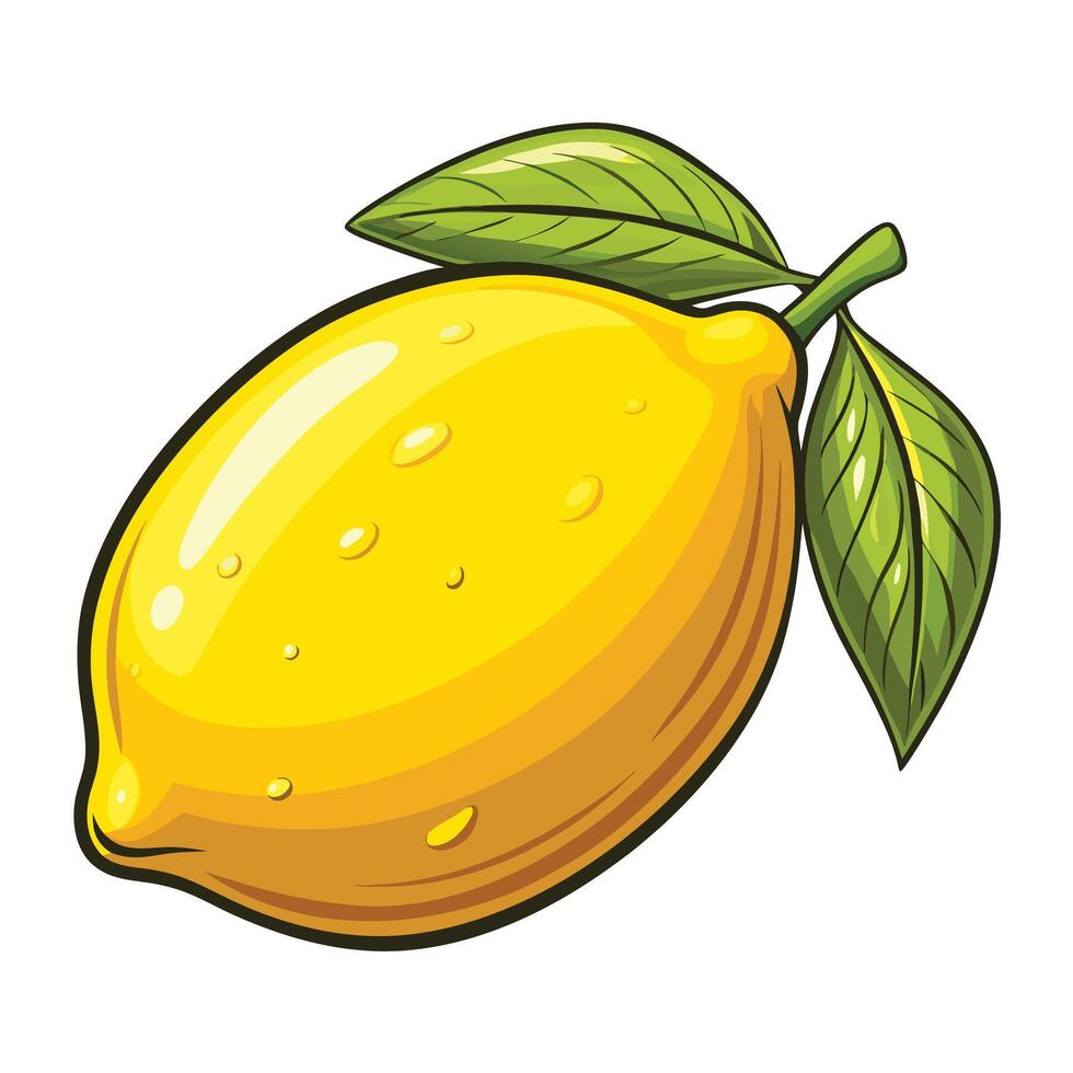 a lemon with leaf on it vector
