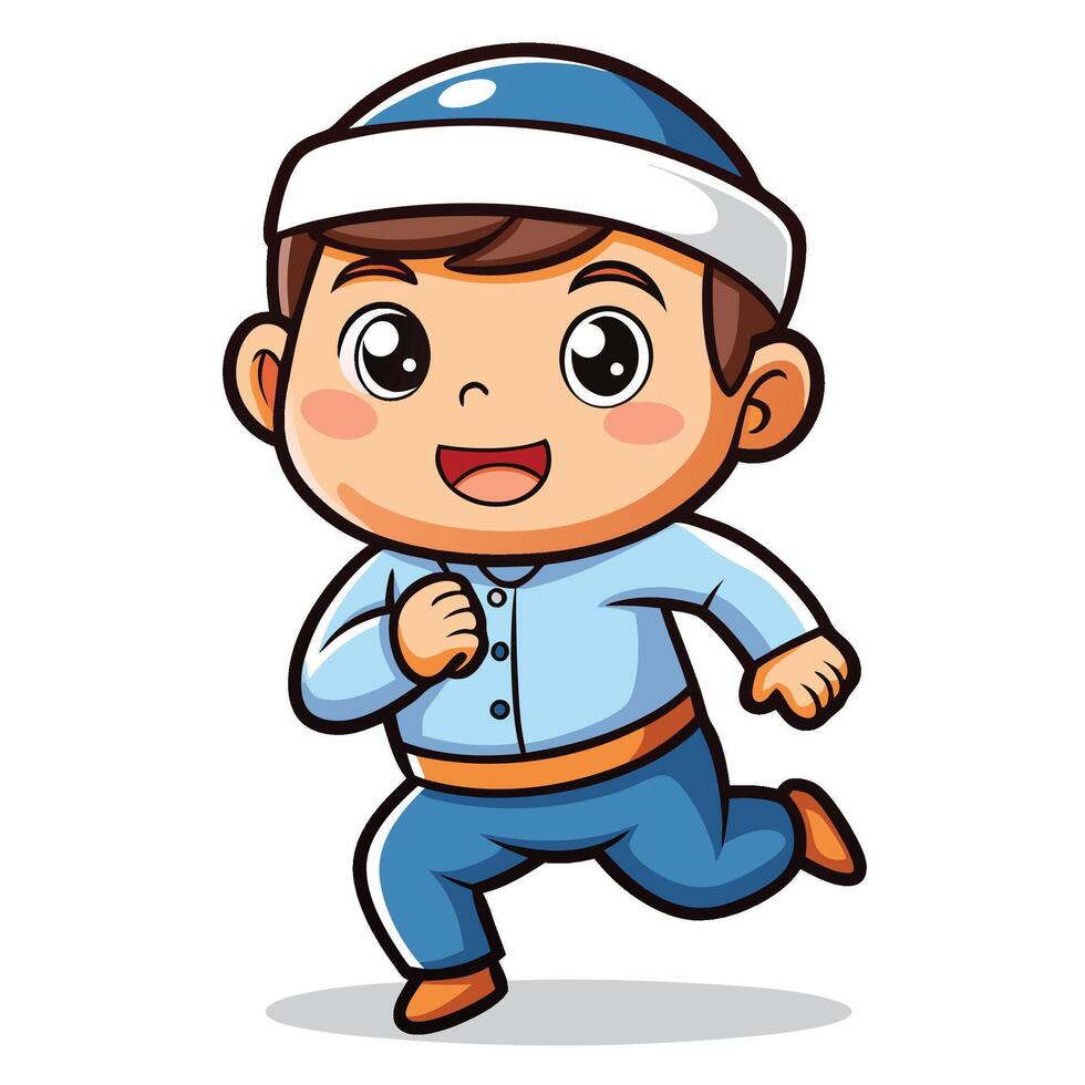 a cartoon boy running white background , vector