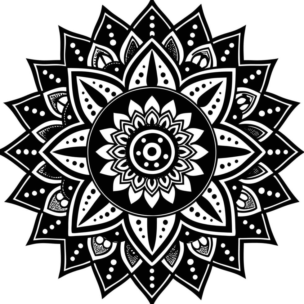 black and white mandala design , white background vector
