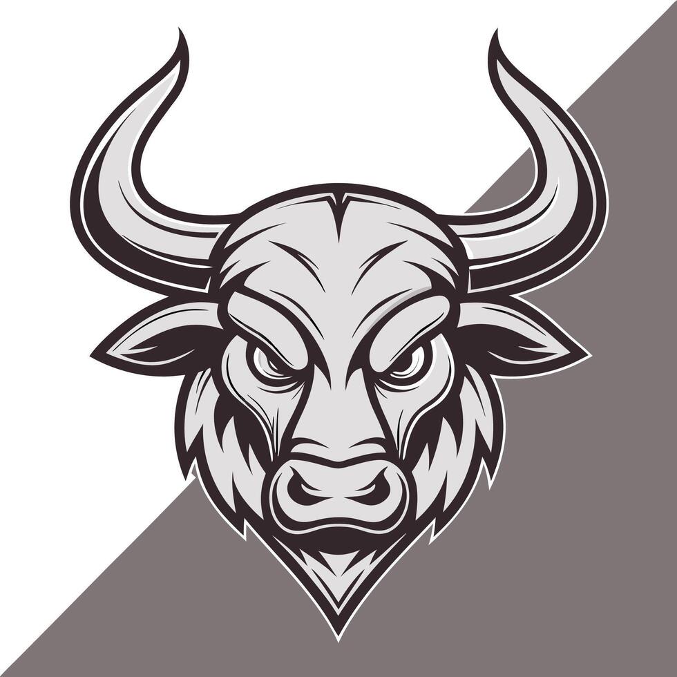 an angry bull head on a white background vector