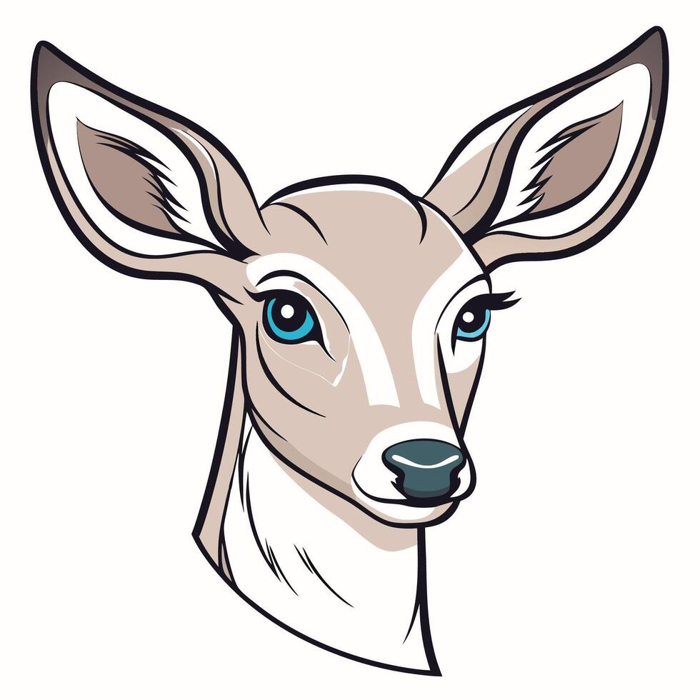 a deer head with blue eyes and a big nose vector