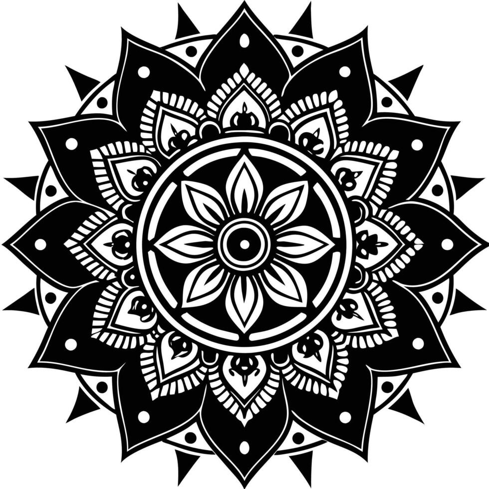 a black and white, mandala design vector