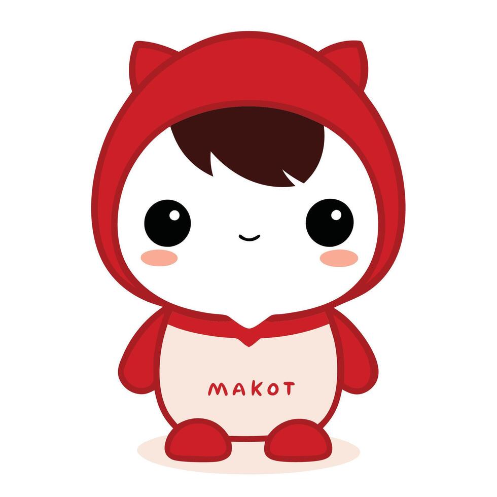 a cute little red cat with the word makot written on it vector