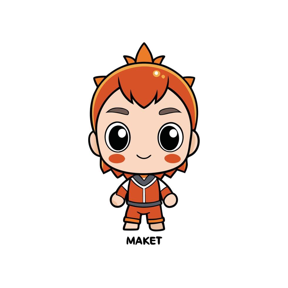 cartoon character with orange hair and red shirt vector