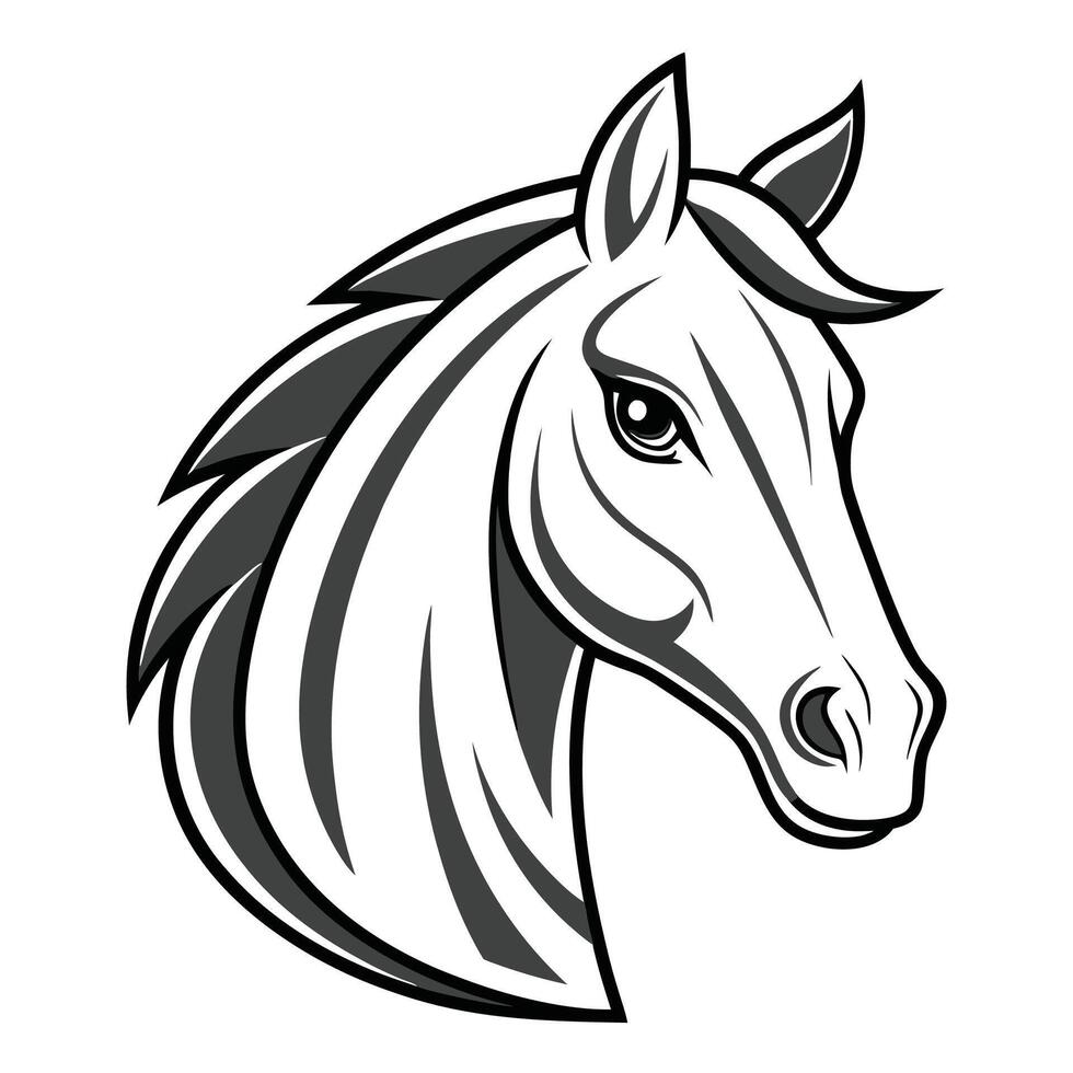 a horse head with a mane on it vector