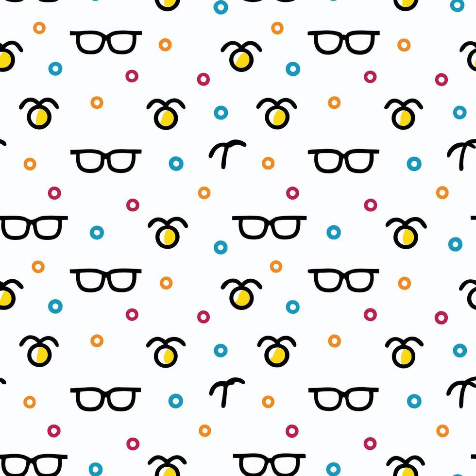 a pattern with glasses and polka dots vector