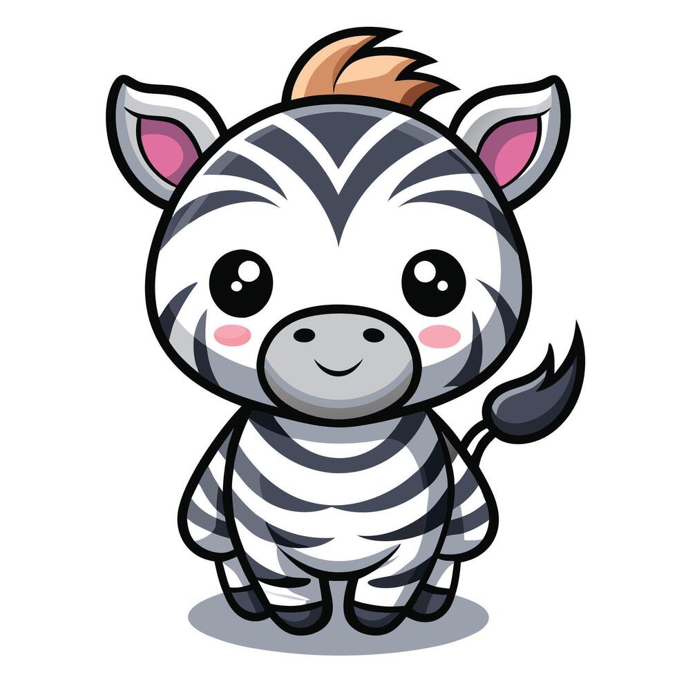 cute cartoon zebra white background vector