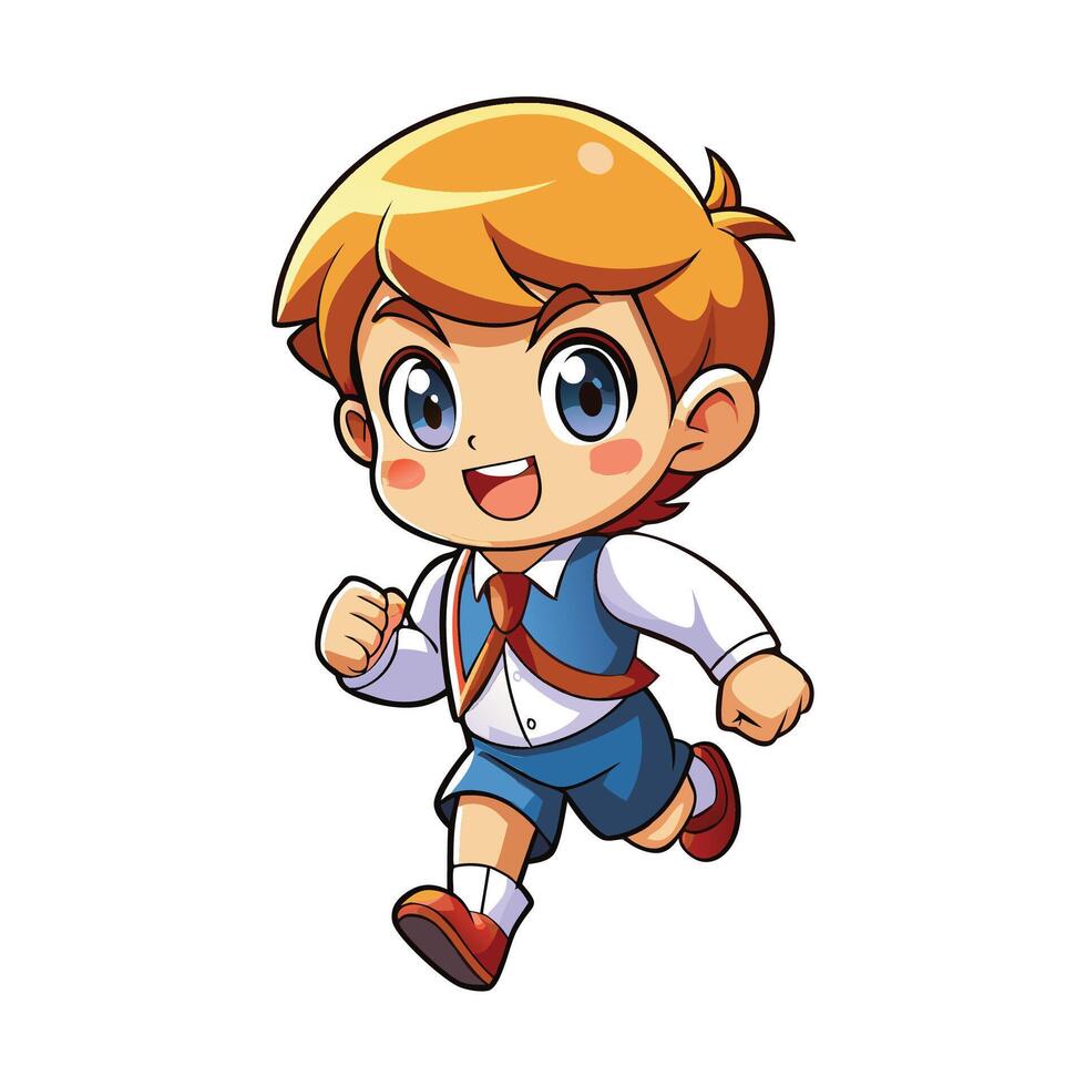 a cartoon boy running with a backpack vector