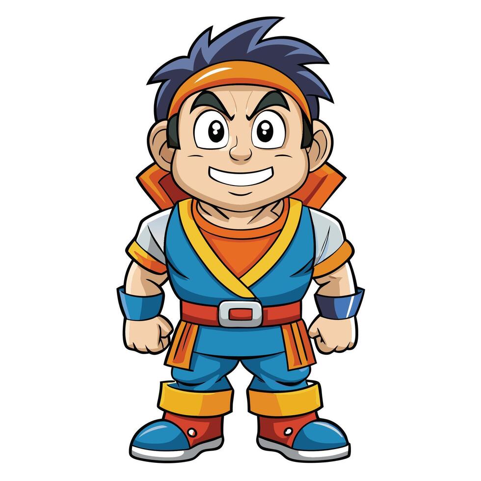 cartoon character with blue and orange outfit vector