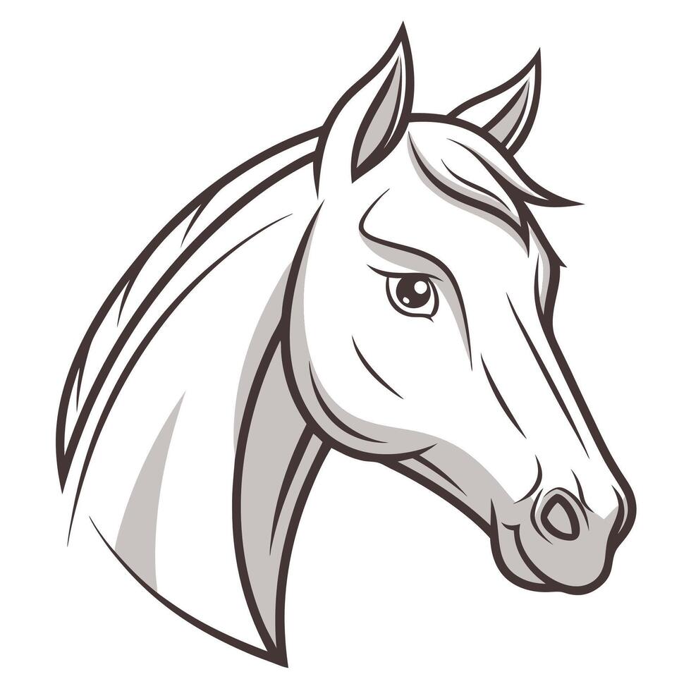 a horse head on white background vector