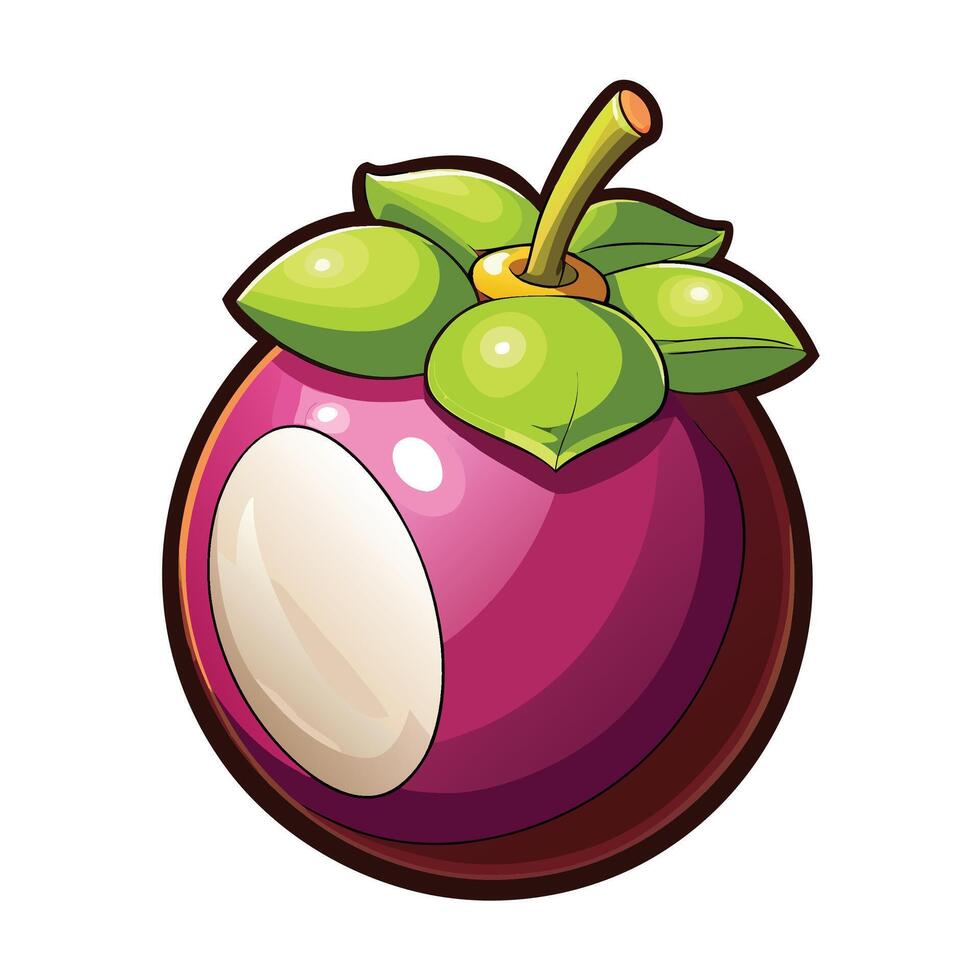 a purple fruit with a green leaf on vector