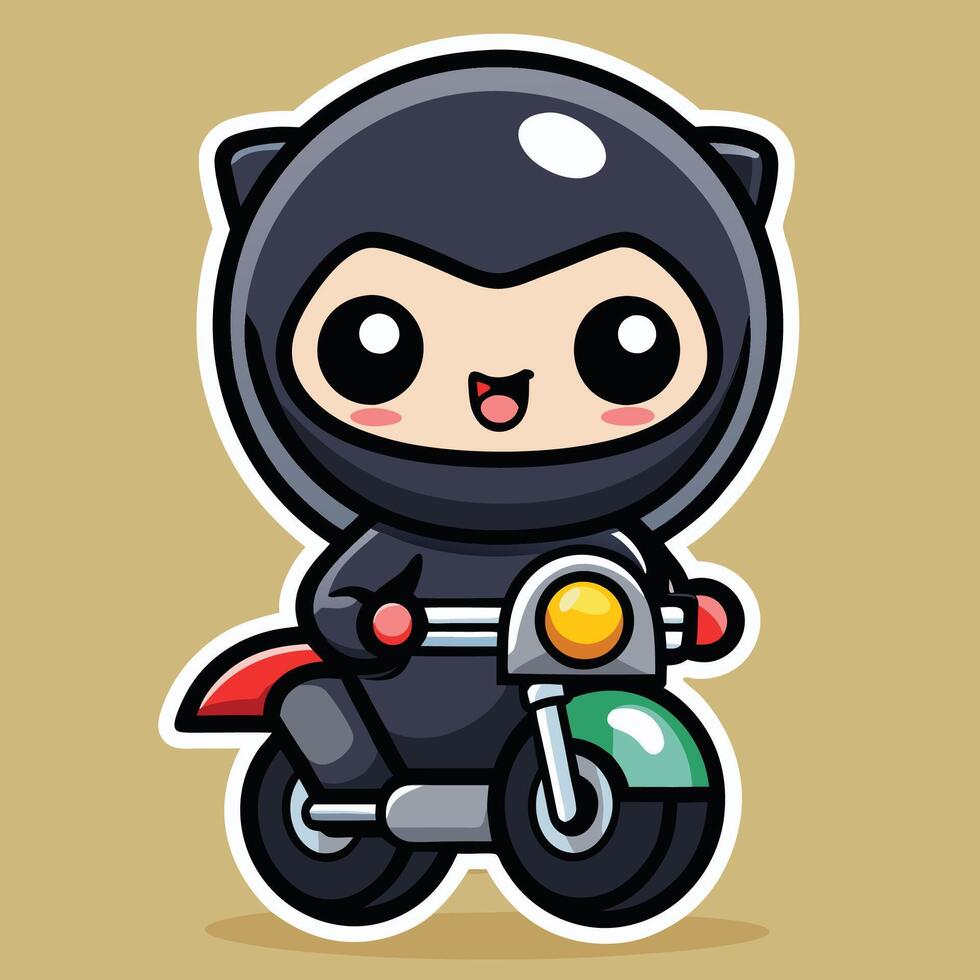 a cartoon ninja riding a motorcycle vector