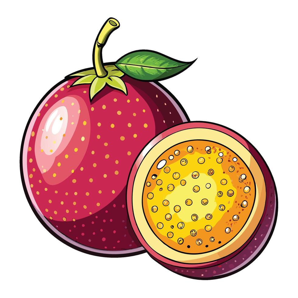 passion fruit white background, illustration vector