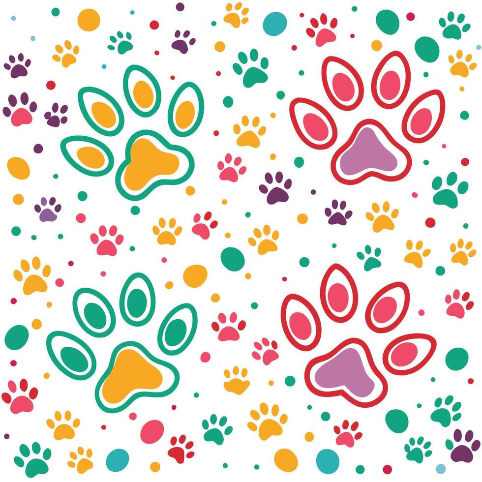 paw prints seamless pattern white background vector
