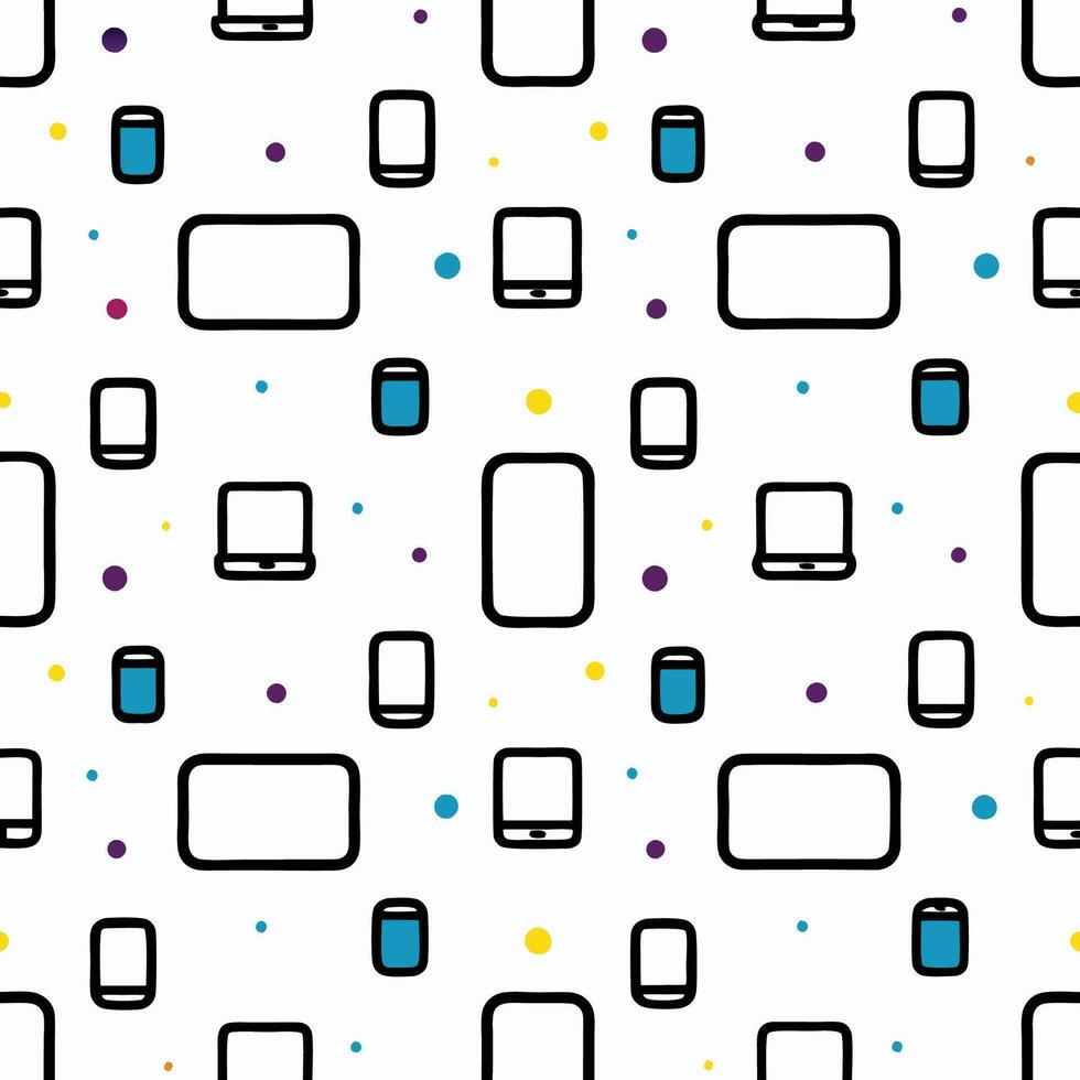 seamless pattern with mobile phone and tablet vector