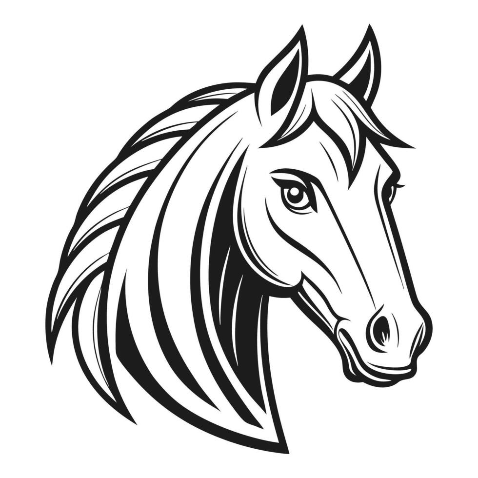 a horse head in black and white on a white background vector