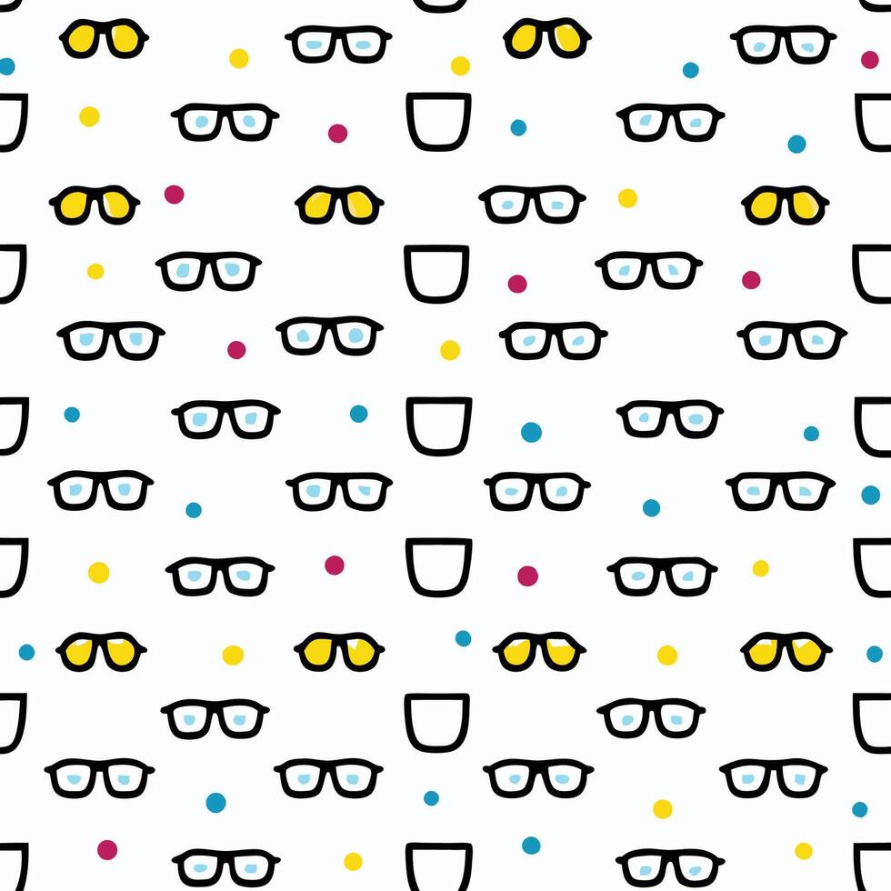 seamless pattern with glasses and polka dots vector
