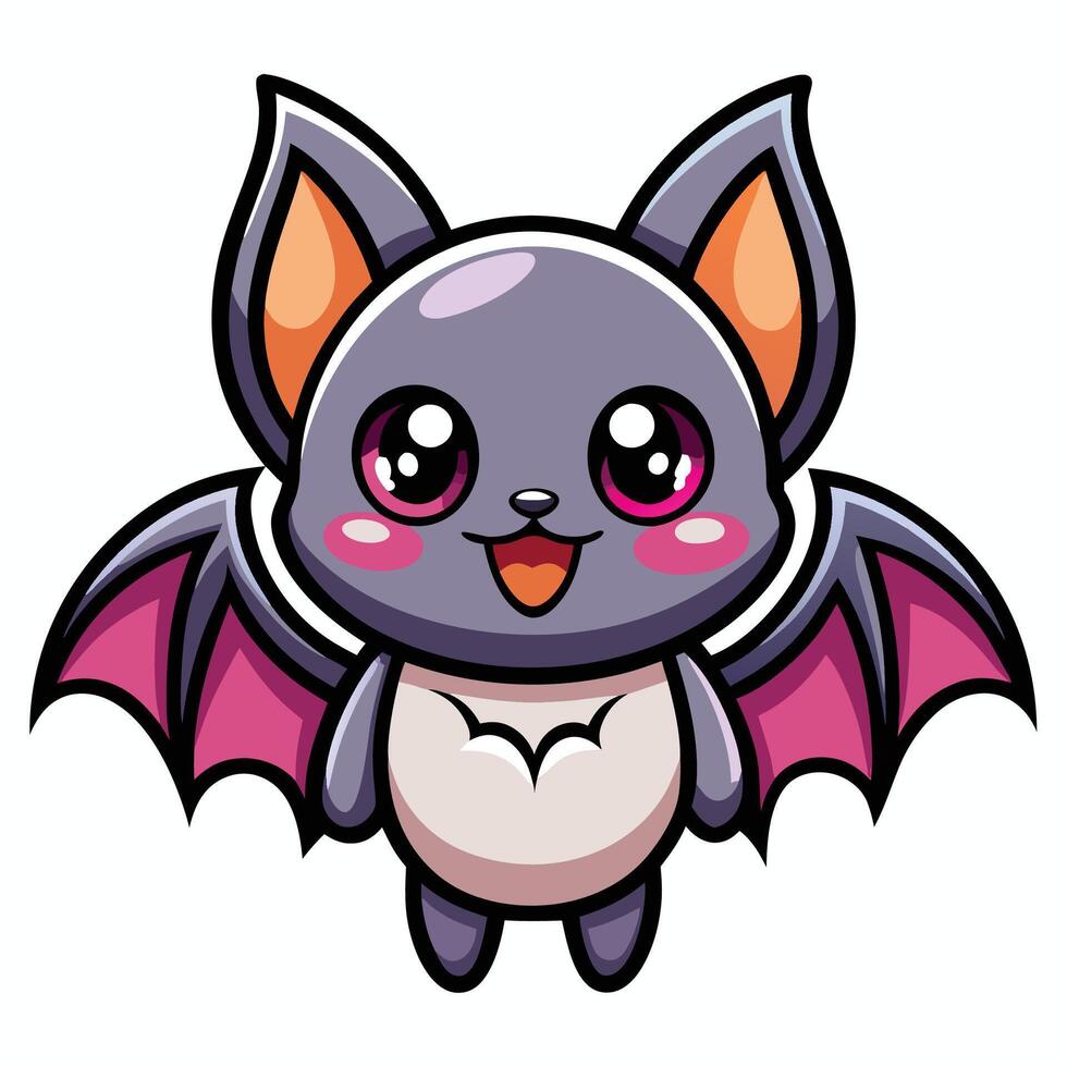 a cartoon bat with pink eyes and pink wings vector