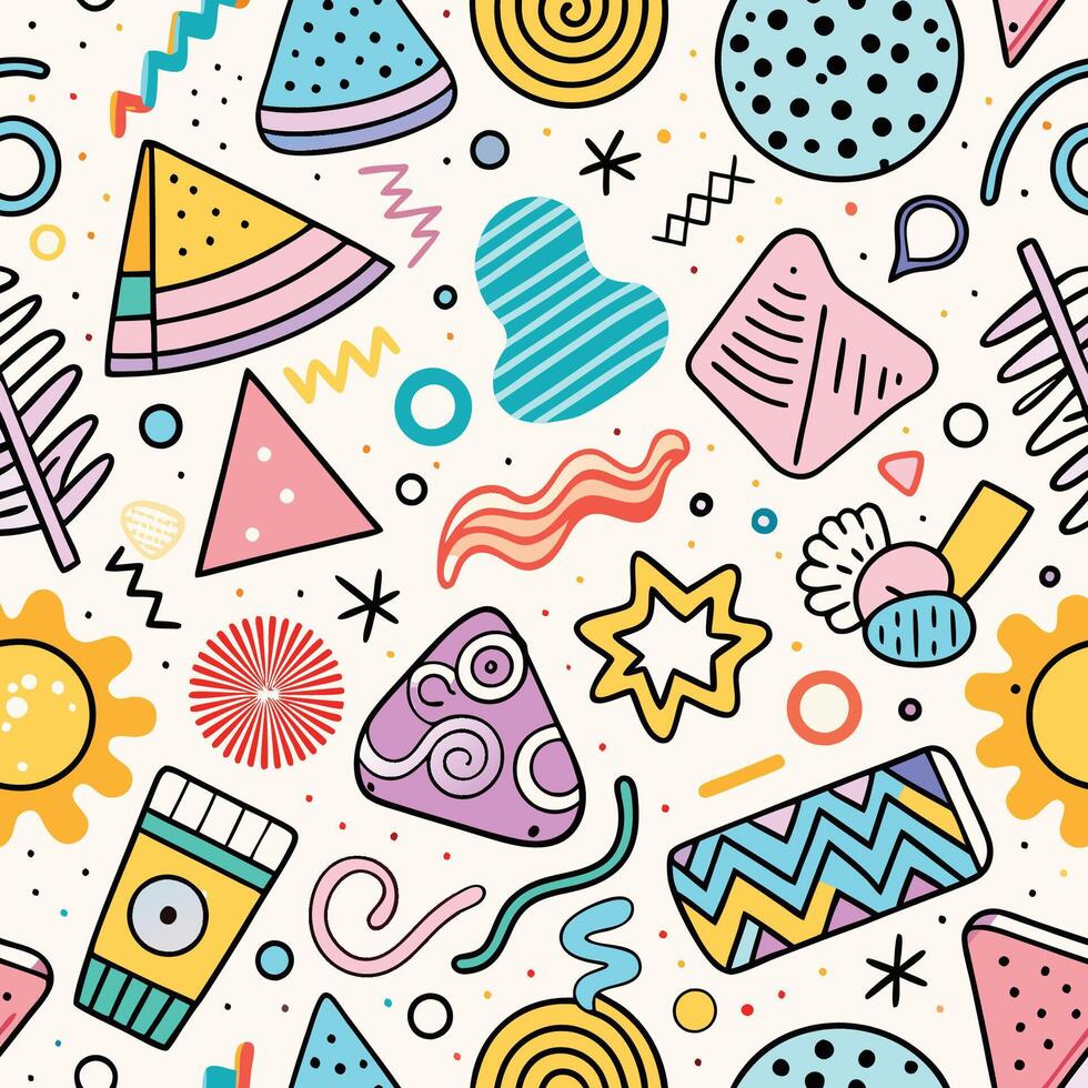 seamless pattern with colorful objects shapes , vector