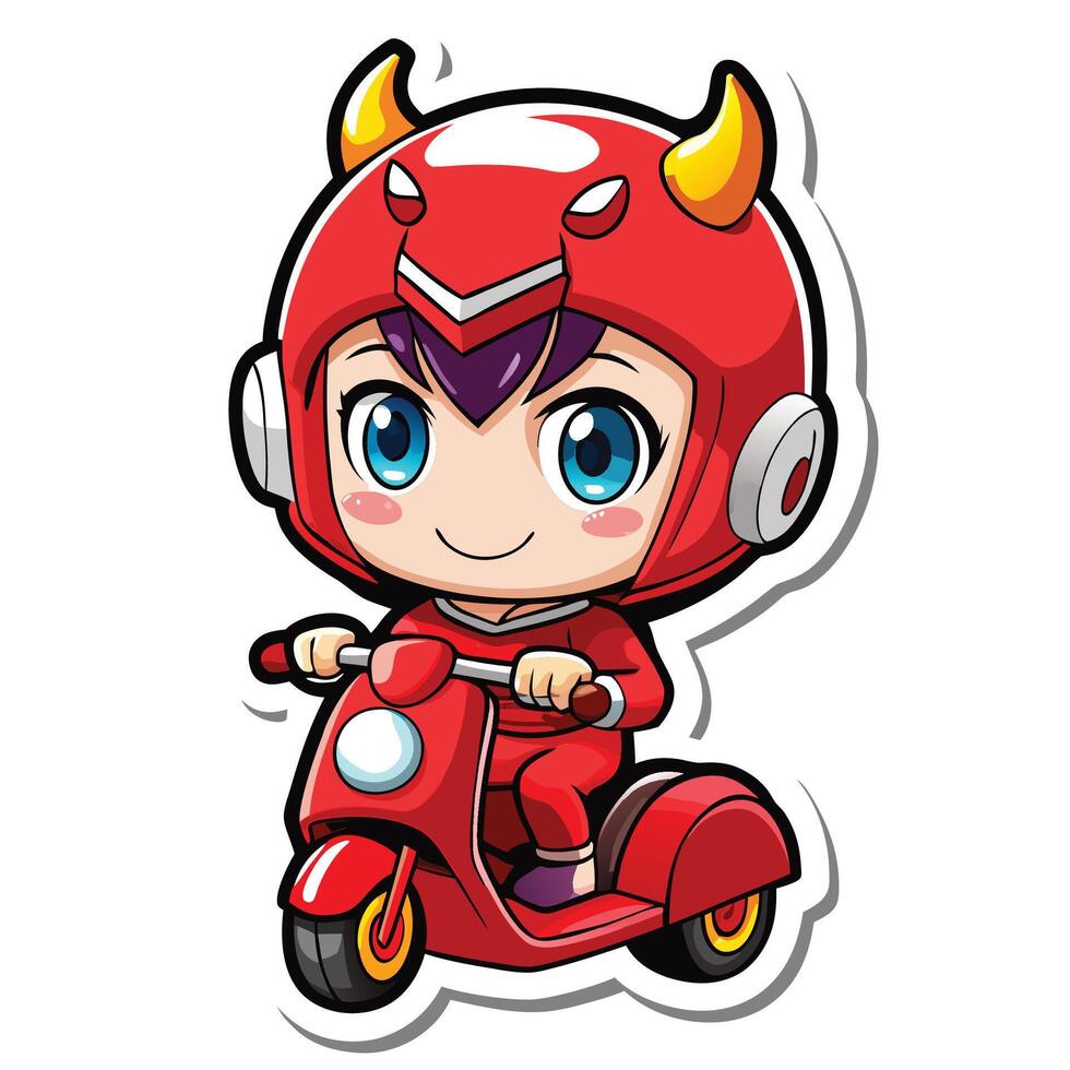 a sticker of a little boy riding a motorcycle vector