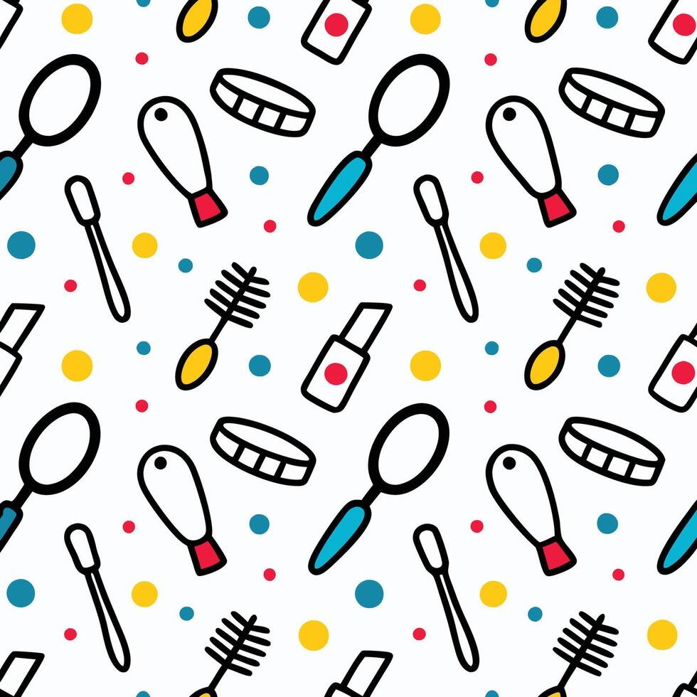seamless pattern with colorful objects and brushes vector