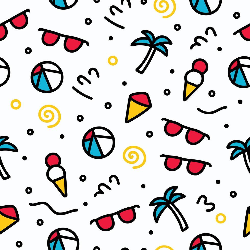seamless pattern with beach and sunglasses vector