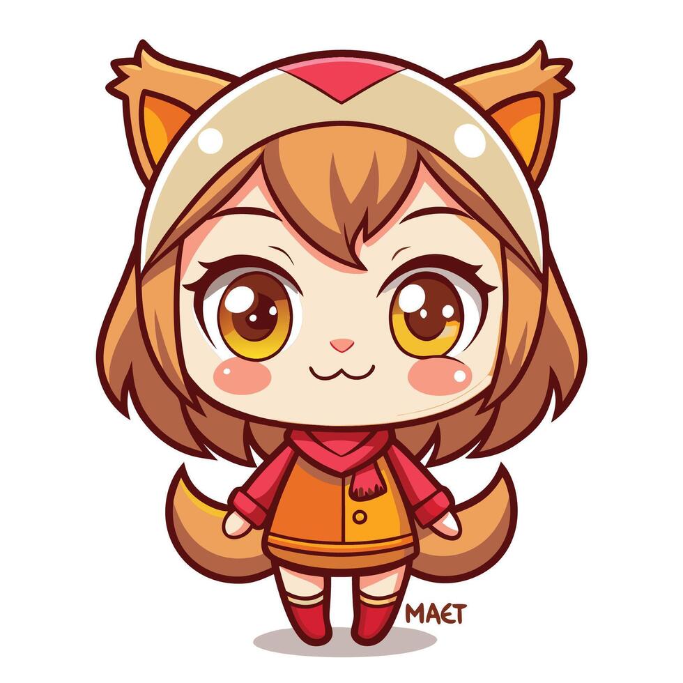 a cartoon character with big eyes and a hat vector