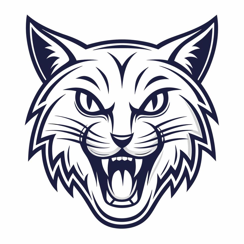 a cat head with its mouth open white background vector