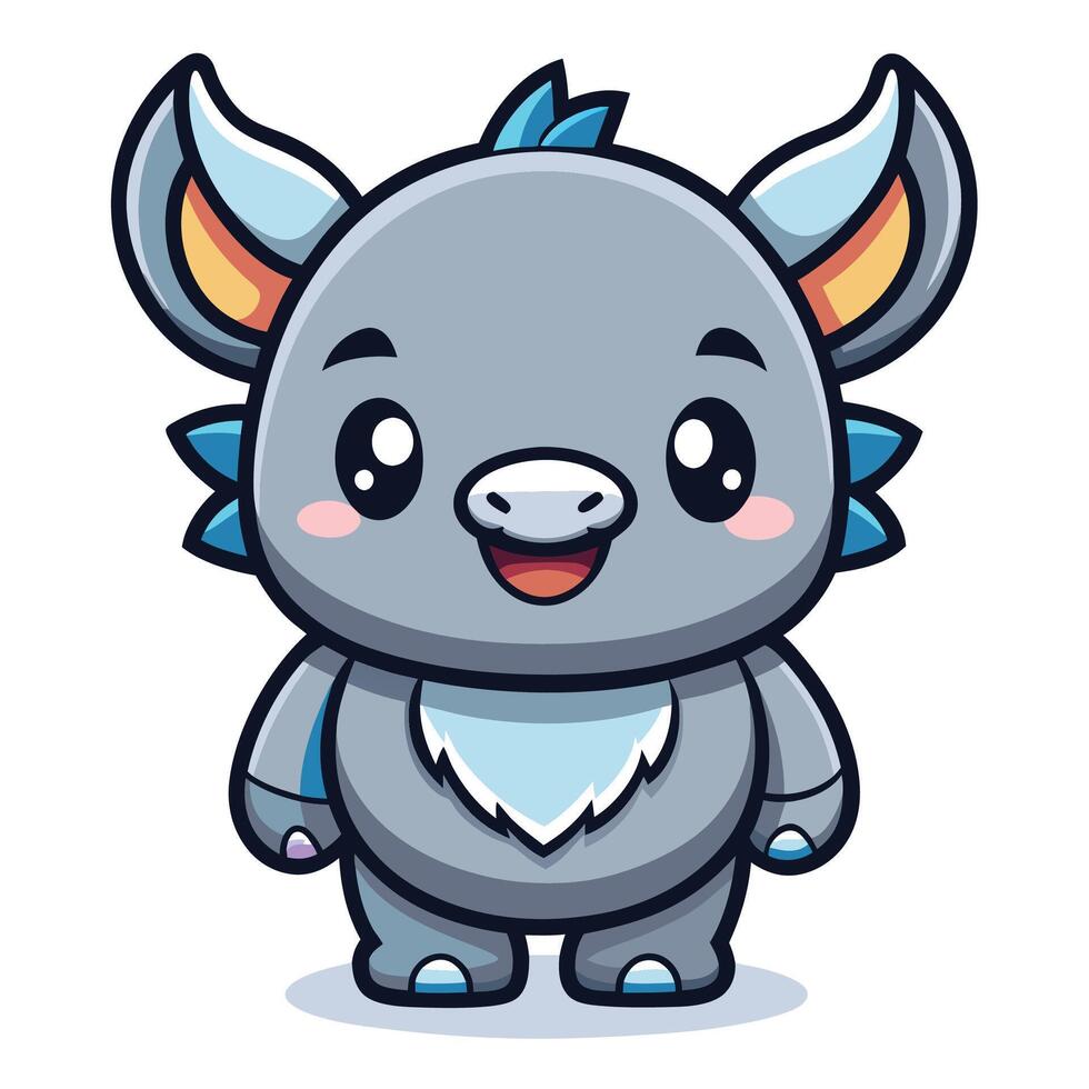 a cartoon blue and gray monster with horns vector