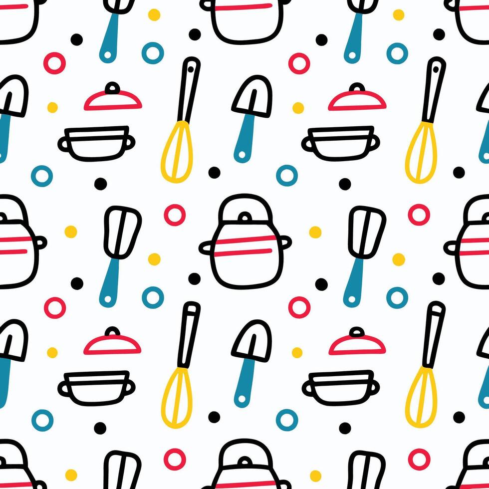 a pattern with kitchen utensils other items vector