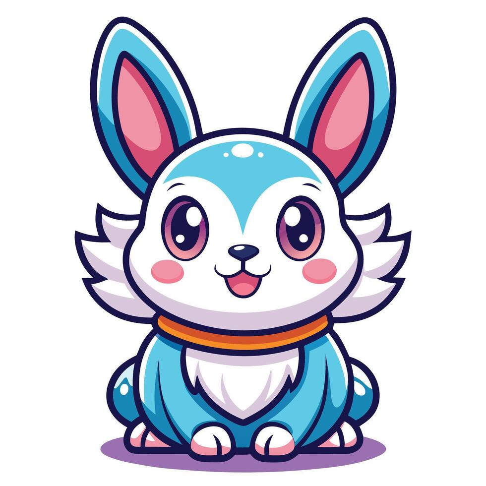 a cartoon blue and white rabbit with big ears vector