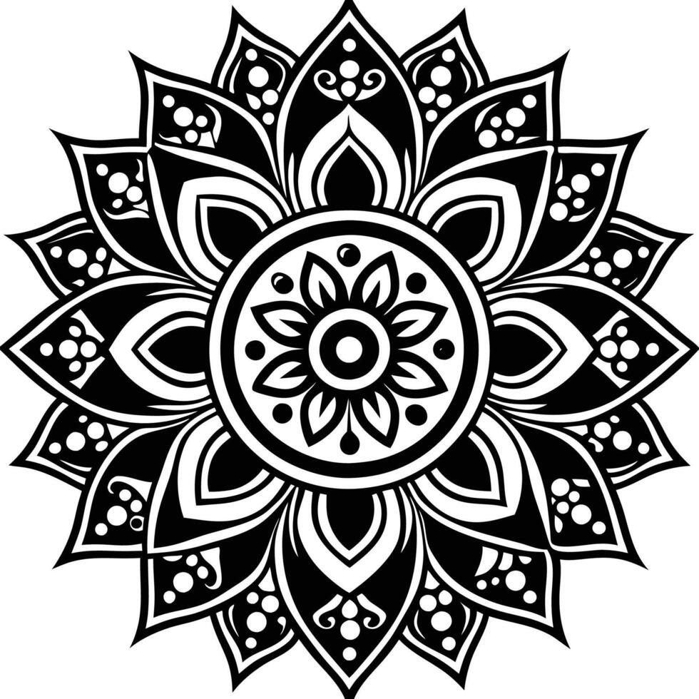 a black and white mandala,design white background vector