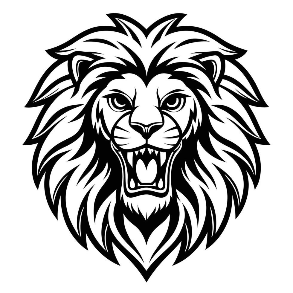 lion head logo, white background, illustration vector