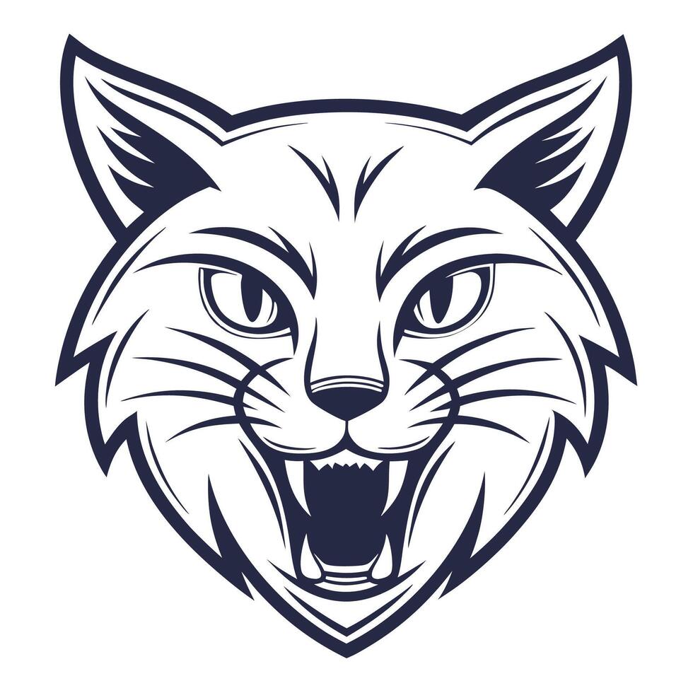 a cat head with an angry expression white background vector