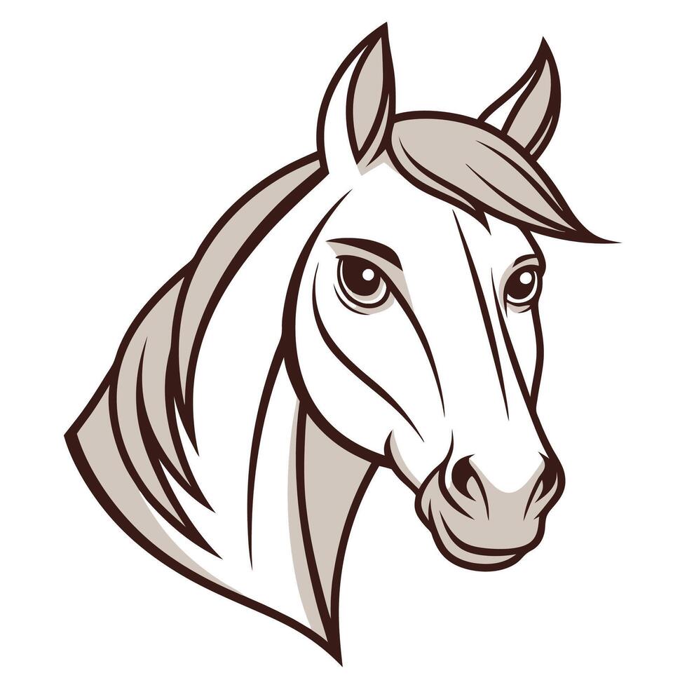 a horse head with a brown mane and mane vector