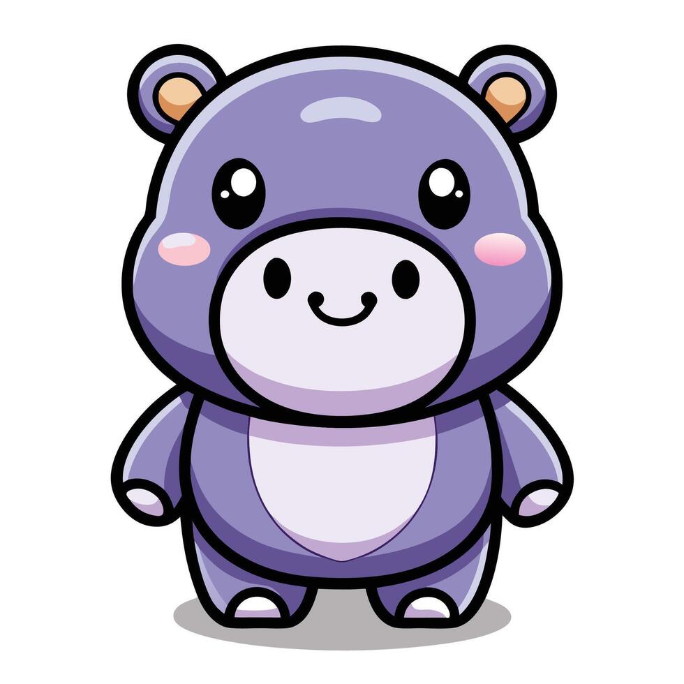 a cartoon purple hippo standing with its eyes closed vector