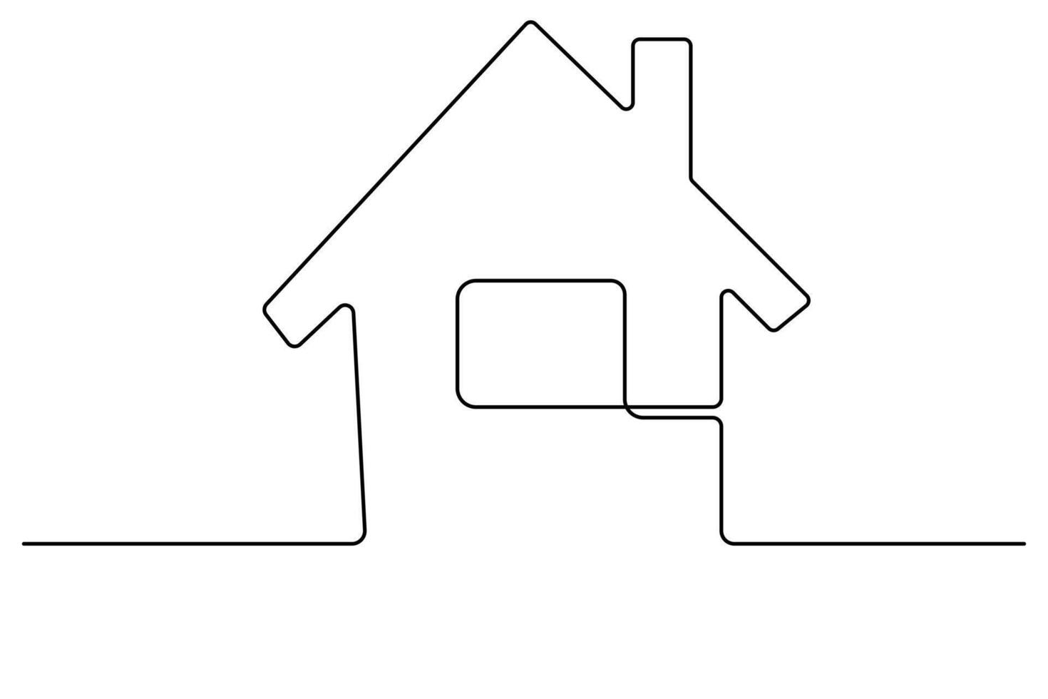 Continuous one line drawing of House symbol isolated on white background outline art illustration vector