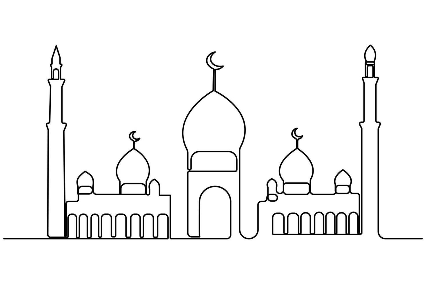 Modern minimalist a mosque outline drawing in continuous line style vector