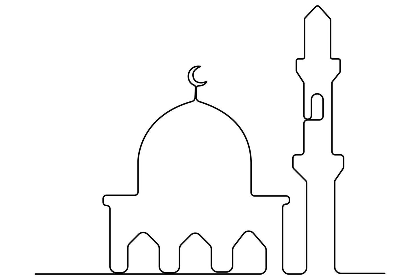 Sleek one line mosque a drawing outline for Islamic art and designs vector