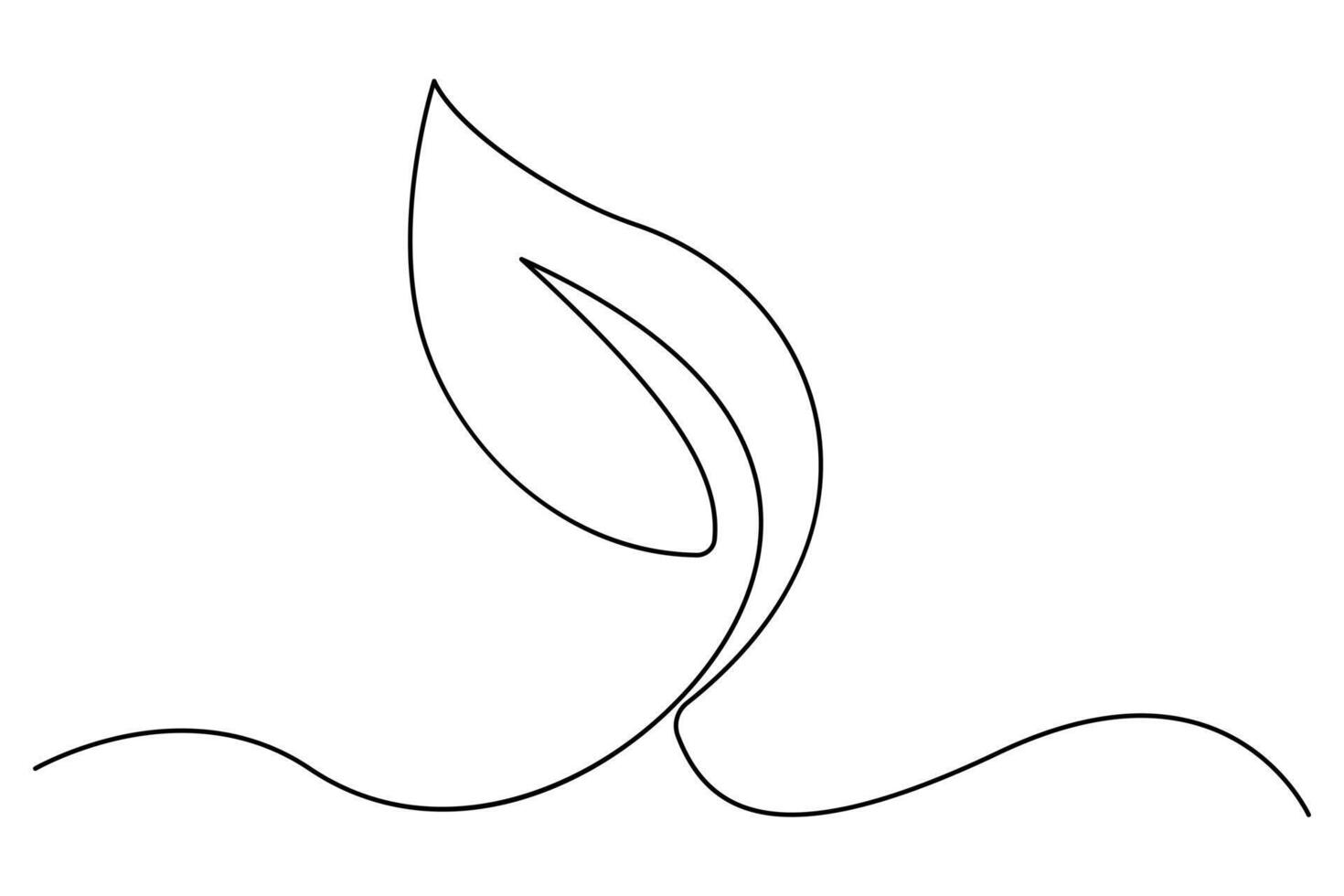 Continuous one line art drawing of Leaf symbol outline art illustration vector