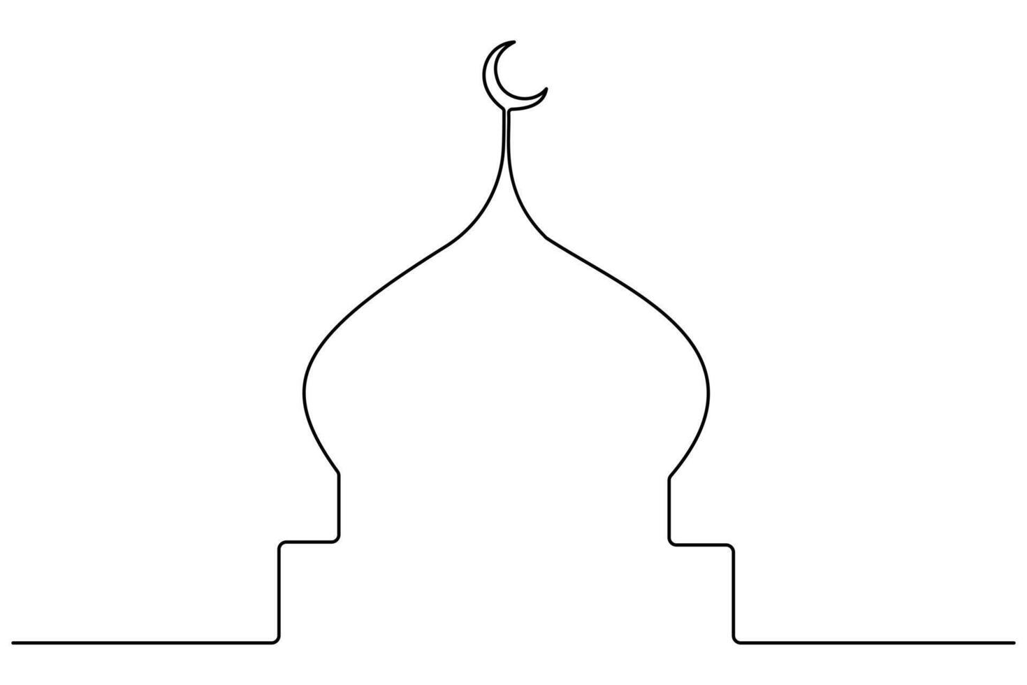 Contemporary one line drawing of mosque outline for creative professionals vector