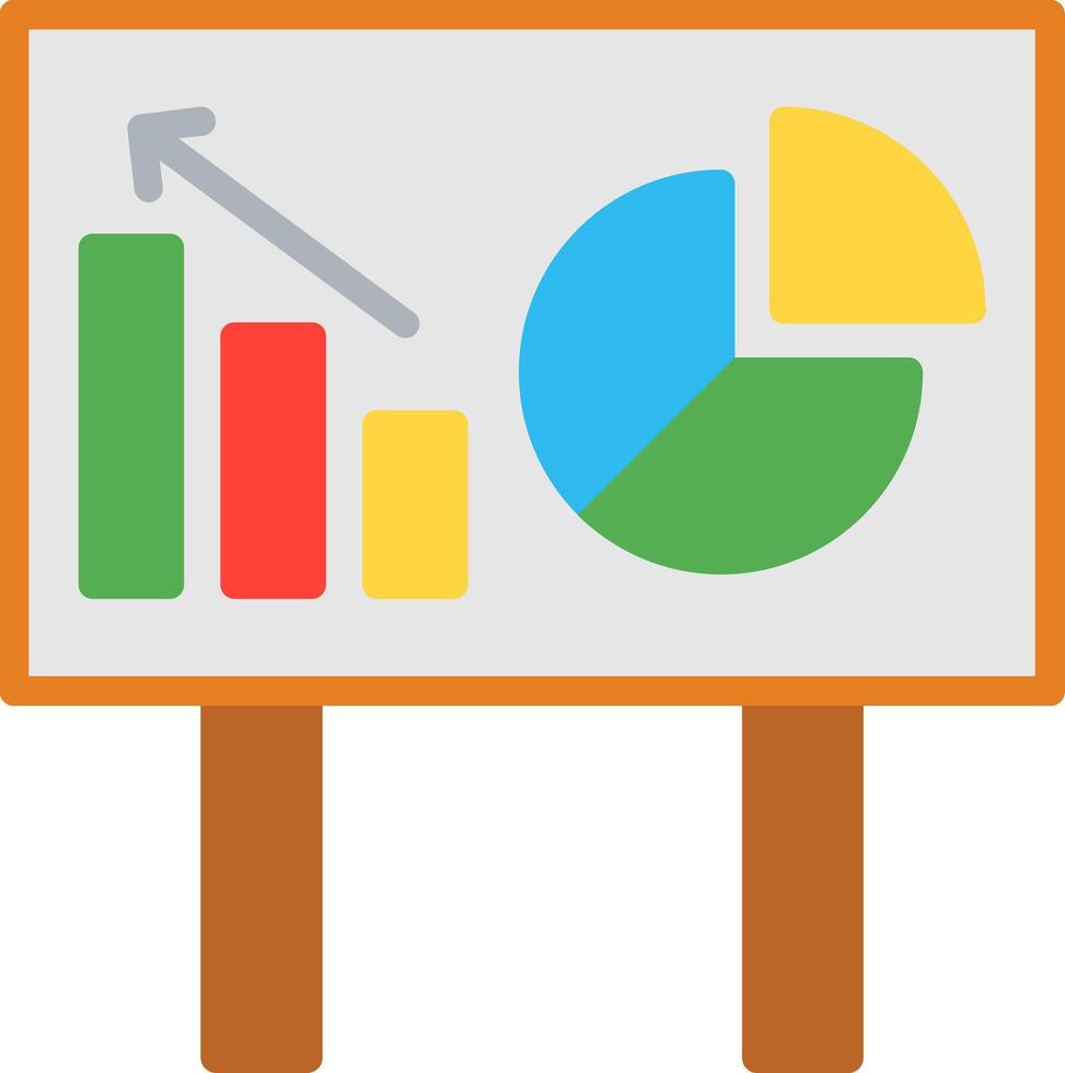 A whiteboard with a pie chart and bar graph vector
