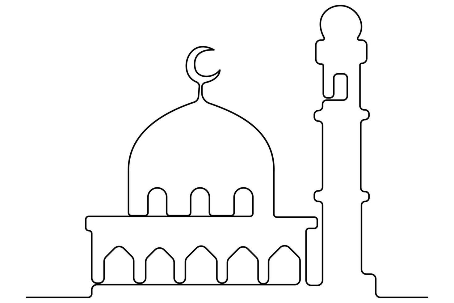 Abstract a mosque outline in one line drawing for professional artwork vector
