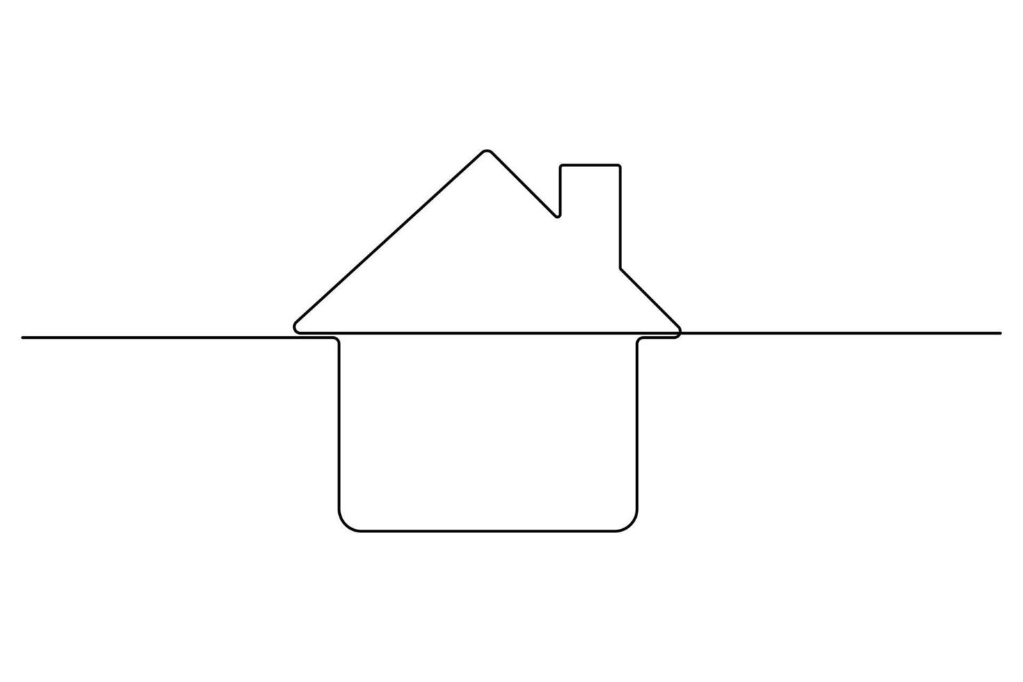 Continuous one line drawing of House outline art illustration isolated on white background vector