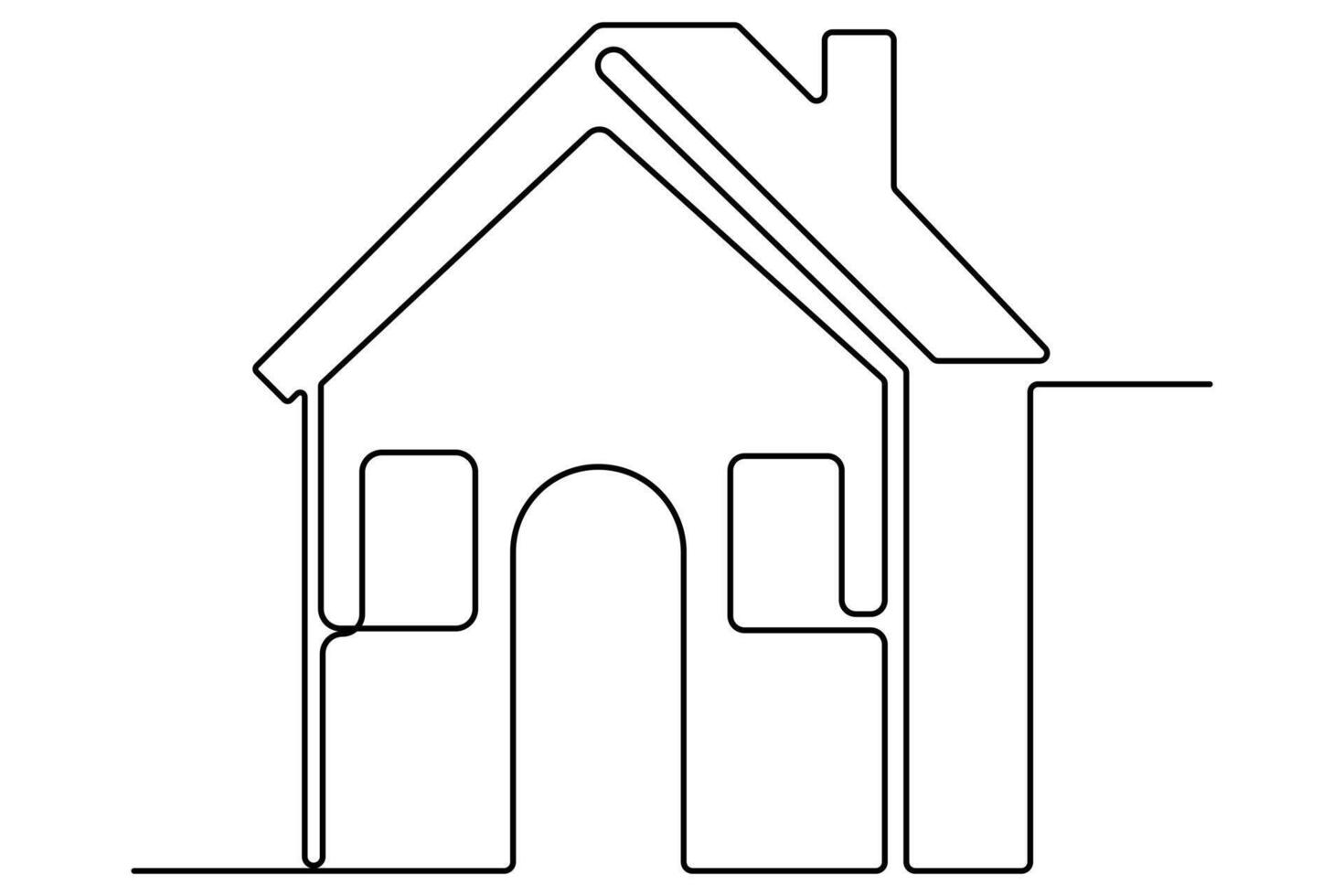 House continuous one line drawing isolated on white illustration vector