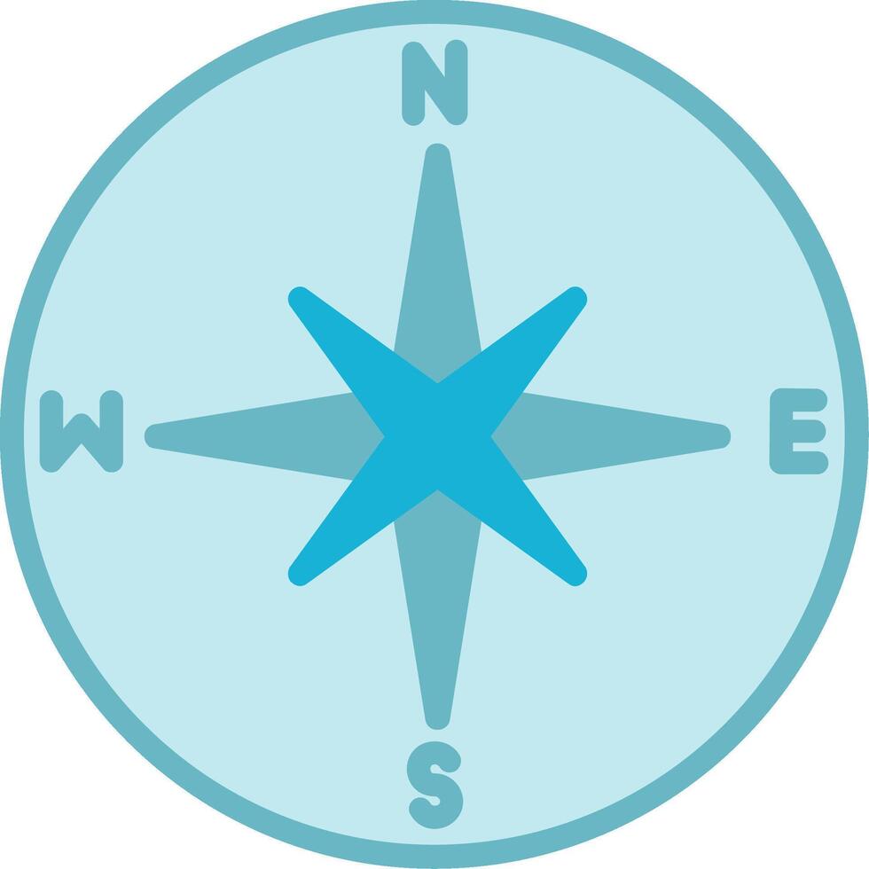 A compass rose icon in a blue circle vector