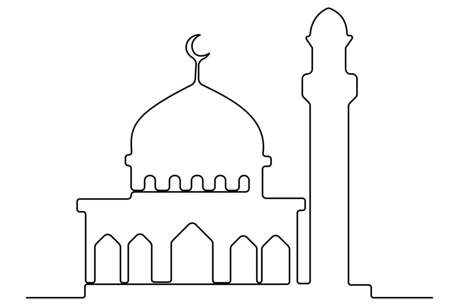 Minimalist continuous line art of mosque for digital and print use vector